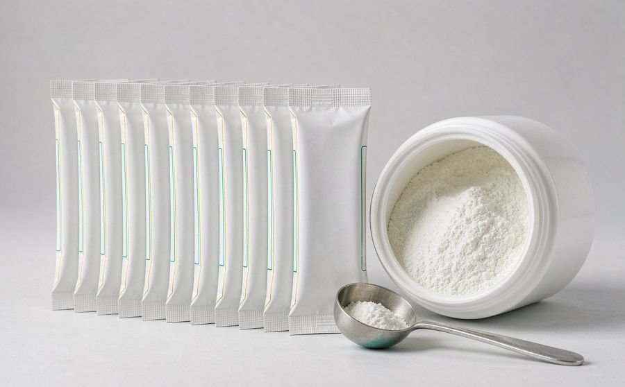 Powder line — protein and collagen powder stick-pack sachets and canisters for OEM production